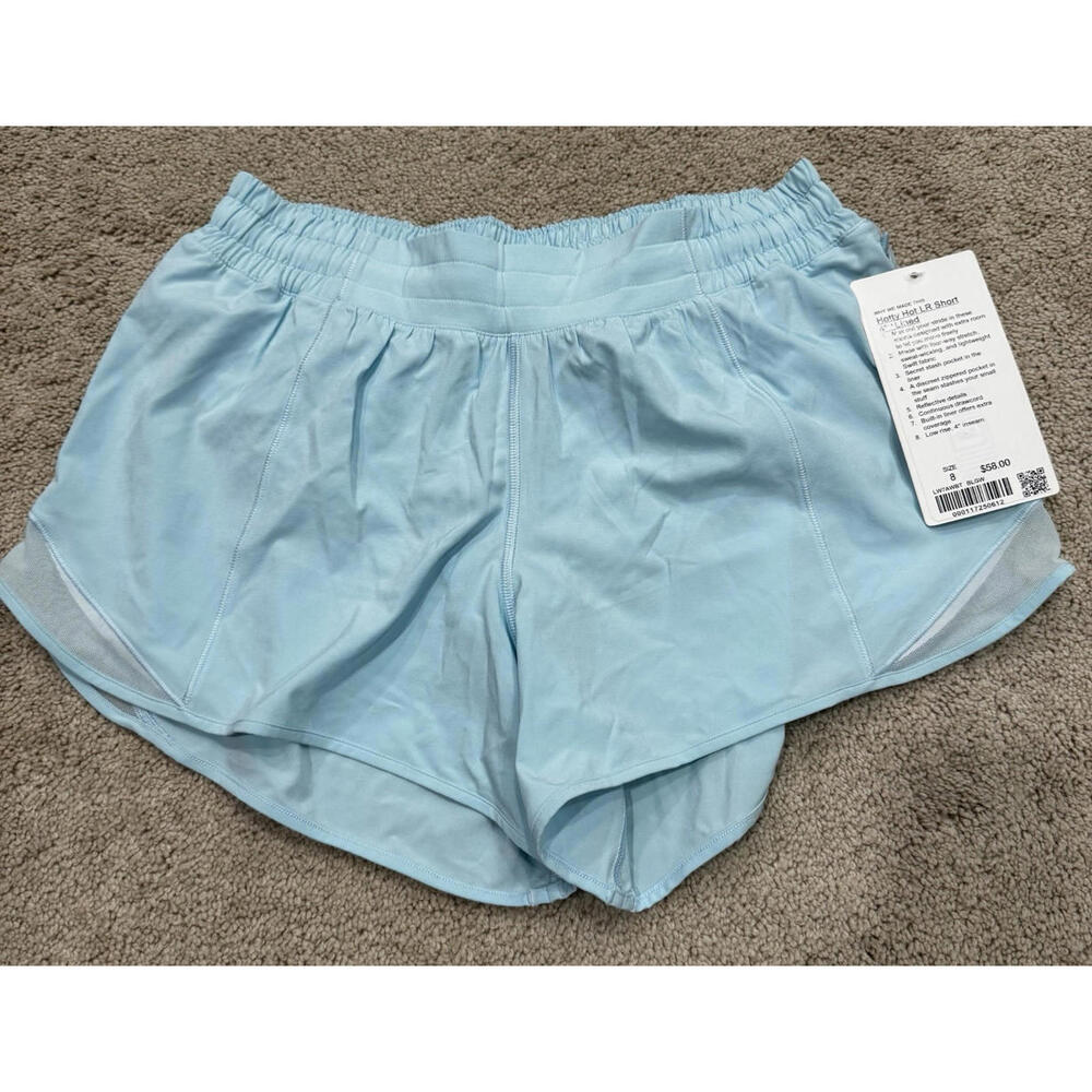NWT Lululemon Hotty Hot LR Short 4" Lined Size 8 Blue Glow BLGW